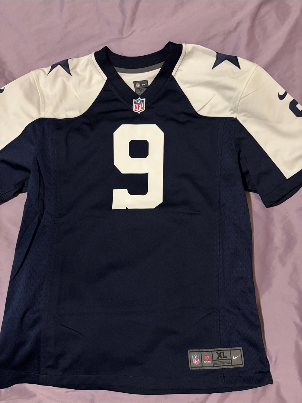 Nike Navy and White Tony Romo #9 Football Jersey